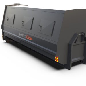 Bilde av en lukket krokcontainer, farge grå