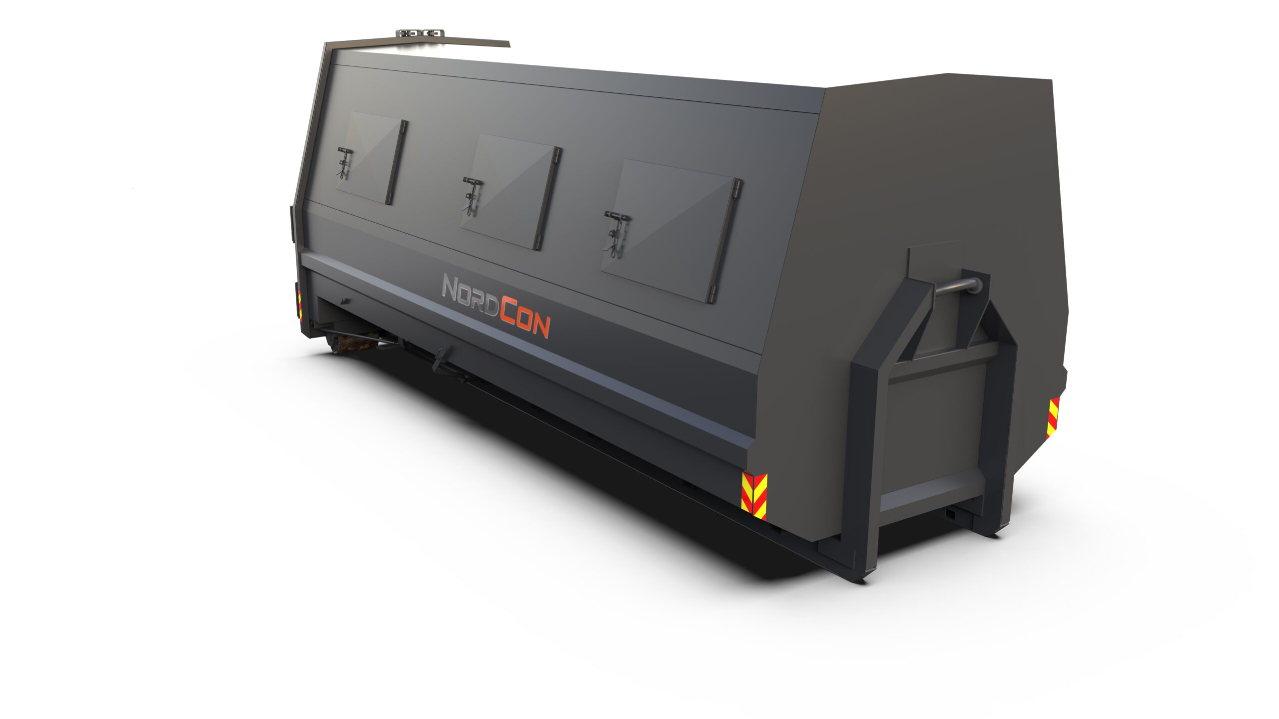 Bilde av en lukket krokcontainer, farge grå