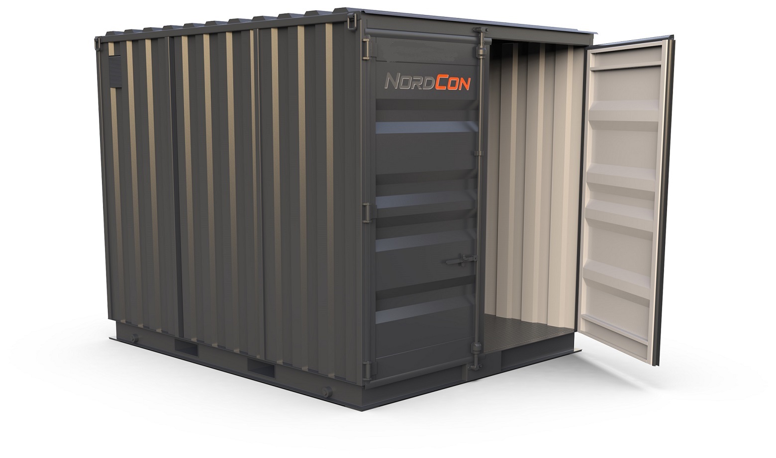 Bilde av en grå miljøcontainer fra Nordcon